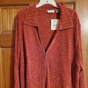 New Croft & Barrow rust color full zip 3X cardigan sweater